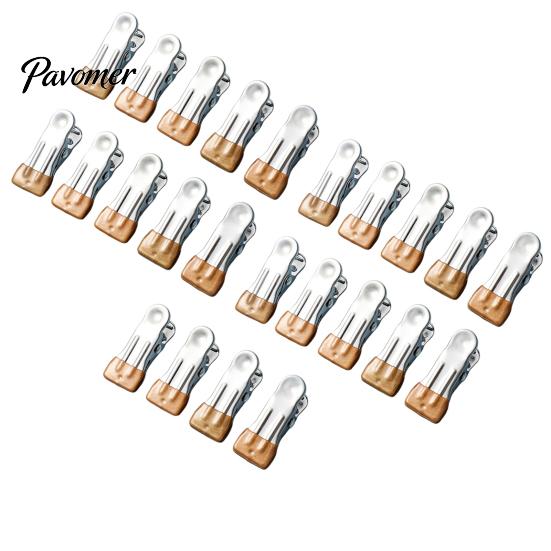 Rust Resistant Utility Clips for Outdoor Laundry 24PCS Stainless Steel Clothes Pegs, with Non-Slip Rubber Coating, Heavy Non Marking Fabric