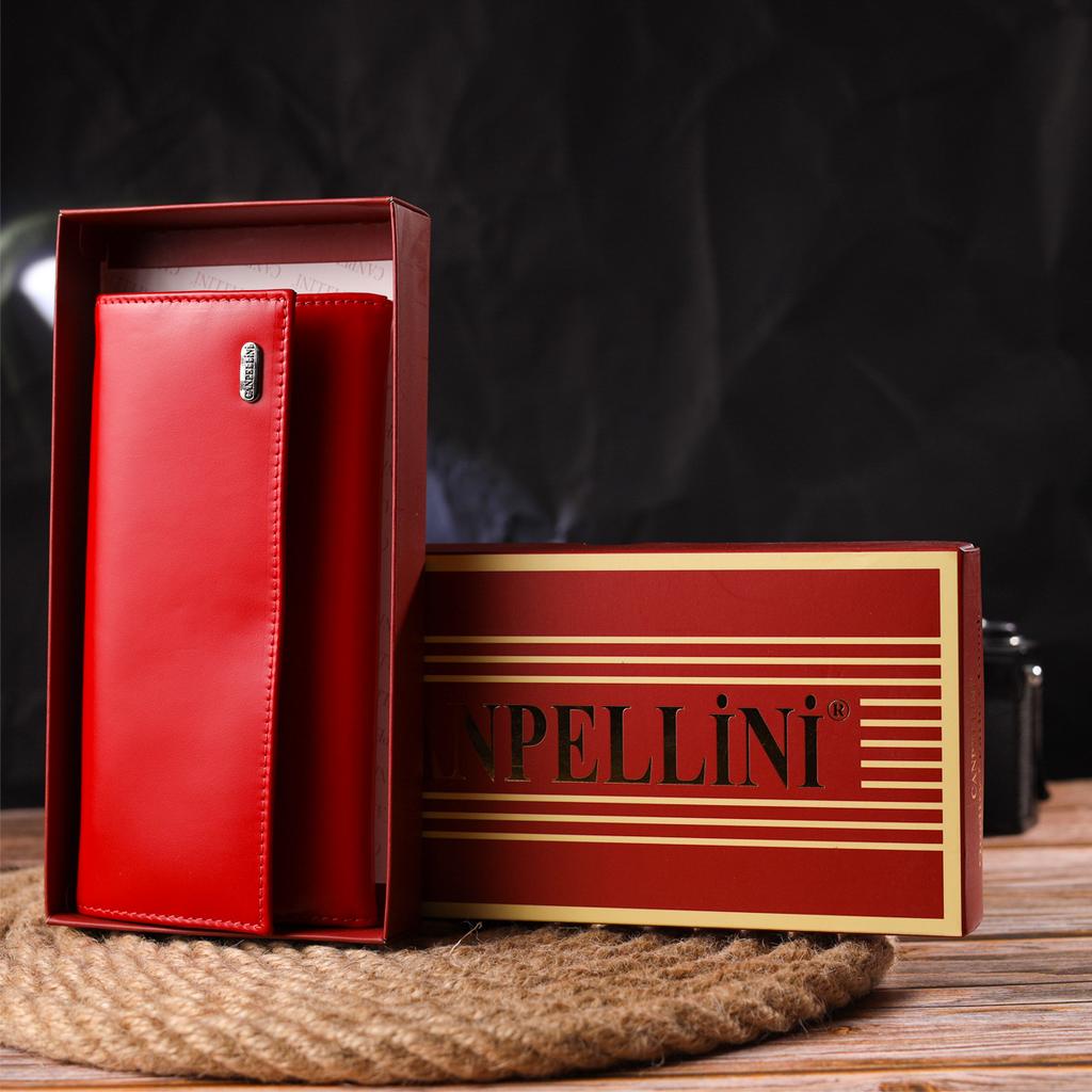 Женский яркий кошелек из натуральной гладкой кожи CANPELLINI Wallet 21626 Красный