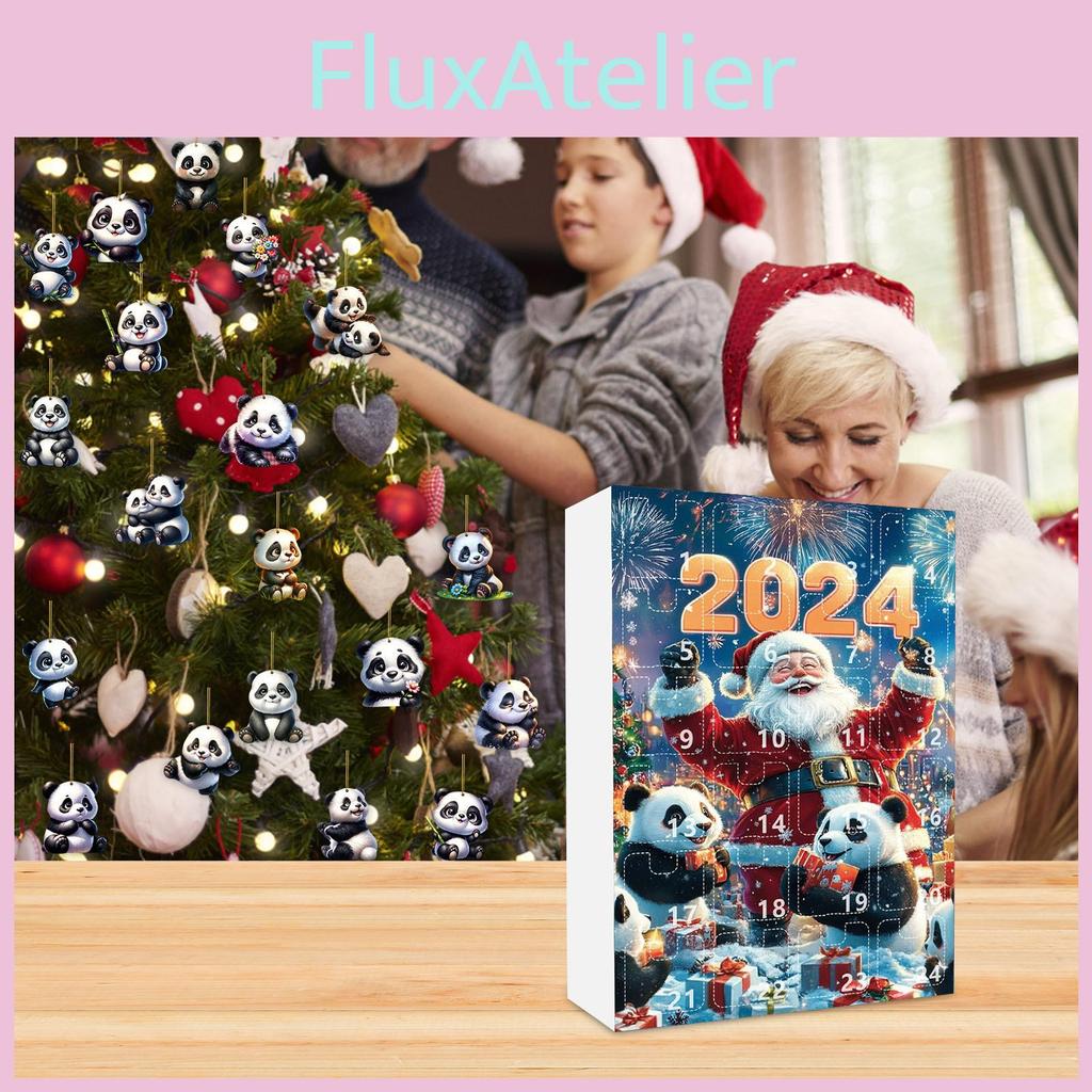 Panda Holiday Countdown Calendar Featuring 24 Acrylic Backpack Charms For Christmas Celebration