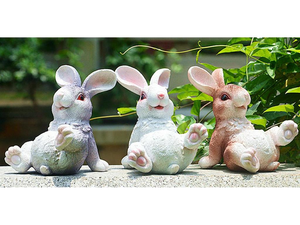 Маленькая фигурка кролика из смолы для ландшафтного дизайна бонсай и DIY декора
