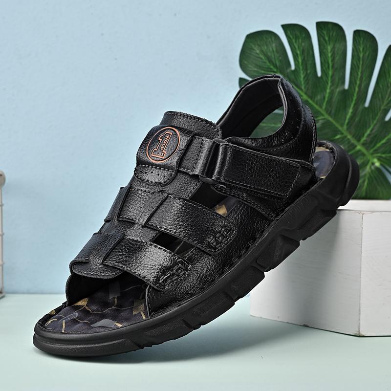 Open-toe Summer Mens Casual Shoes Comfy Leather Quick Dry Sandals Outdoor Sports Male Beach Footwear New Design Leisure Sandals