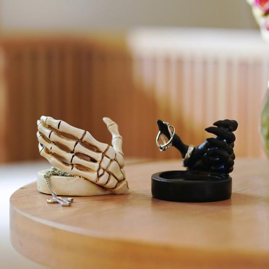Подсвечник в виде скелета на Хэллоуин, жуткий череп в форме руки, подставка для чайной свечи, подсвечник, центральный элемент, украшение для рабочего стола, орнамент