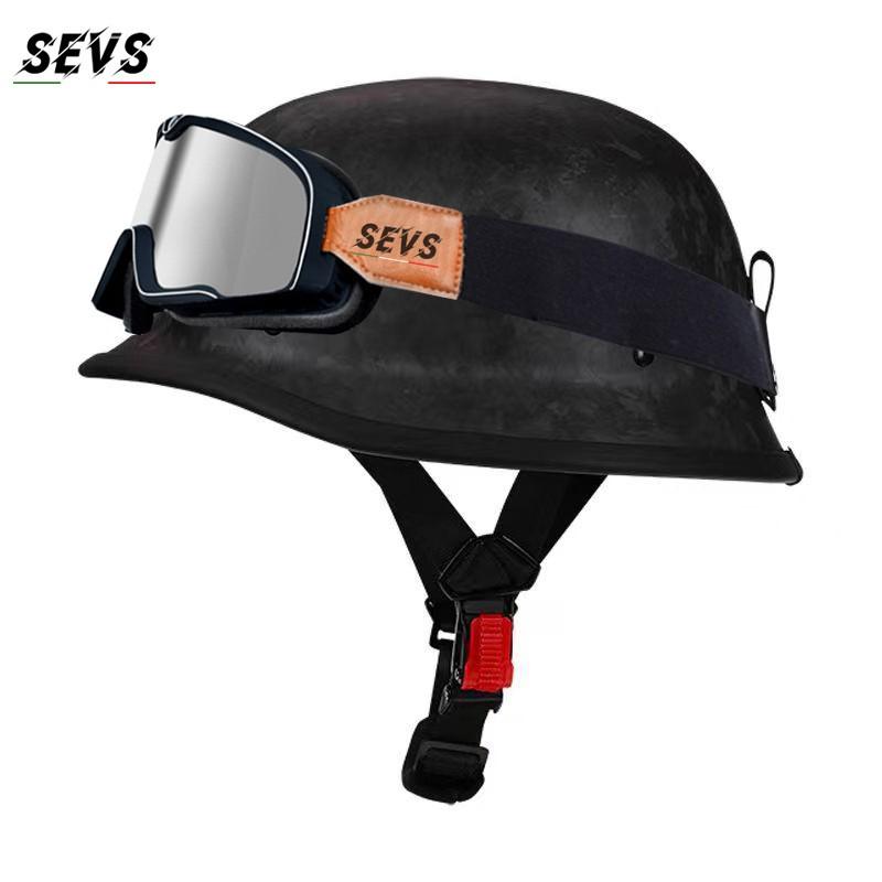Carbon Fiber Motorcycle Helmet Retro Cruiser Vintage German Style Men Women