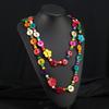 Богемное цветное кокосовое дерево ожерелье женское винтажное двухслойное многоярусное длинное подвеска аксессуары