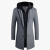 Men's Student Casual Woolen Woolen Coat Mid-length Detachable Hat Trendy Coat