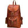 Goat Leather Backpack Bag Laptop Rucksack Vintage Genuine Brown Travel Men New