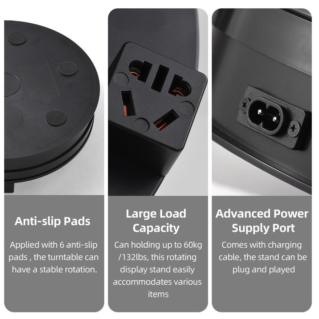 30cm Motorized Rotating Display Stand Rotating Turntable 60kg/132lbs Load Capacity 360 Degrees Rotatable
