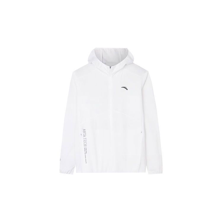 Anta Training Series Sports Hooded Breathable Comfortable Long Sleeve Sun Protection Jacket Men Jackets Pure-White 952427606-1