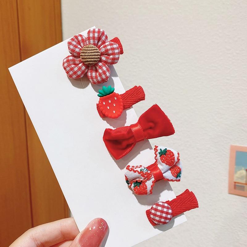 5 шт., детская заколка для волос, милый галстук-бабочка для маленьких девочек, зажим для ткани принцессы с цветком, труба, корейский головной убор, аксессуары для маленьких девочек