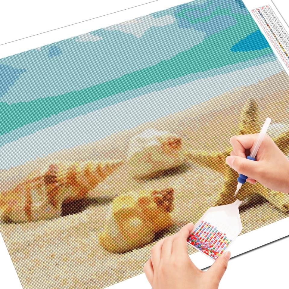 Алмазная картина Морская звезда, полная квадратная мозаика, художественная Алмазная вышивка, пейзажная картина из стразов, украшение для дома