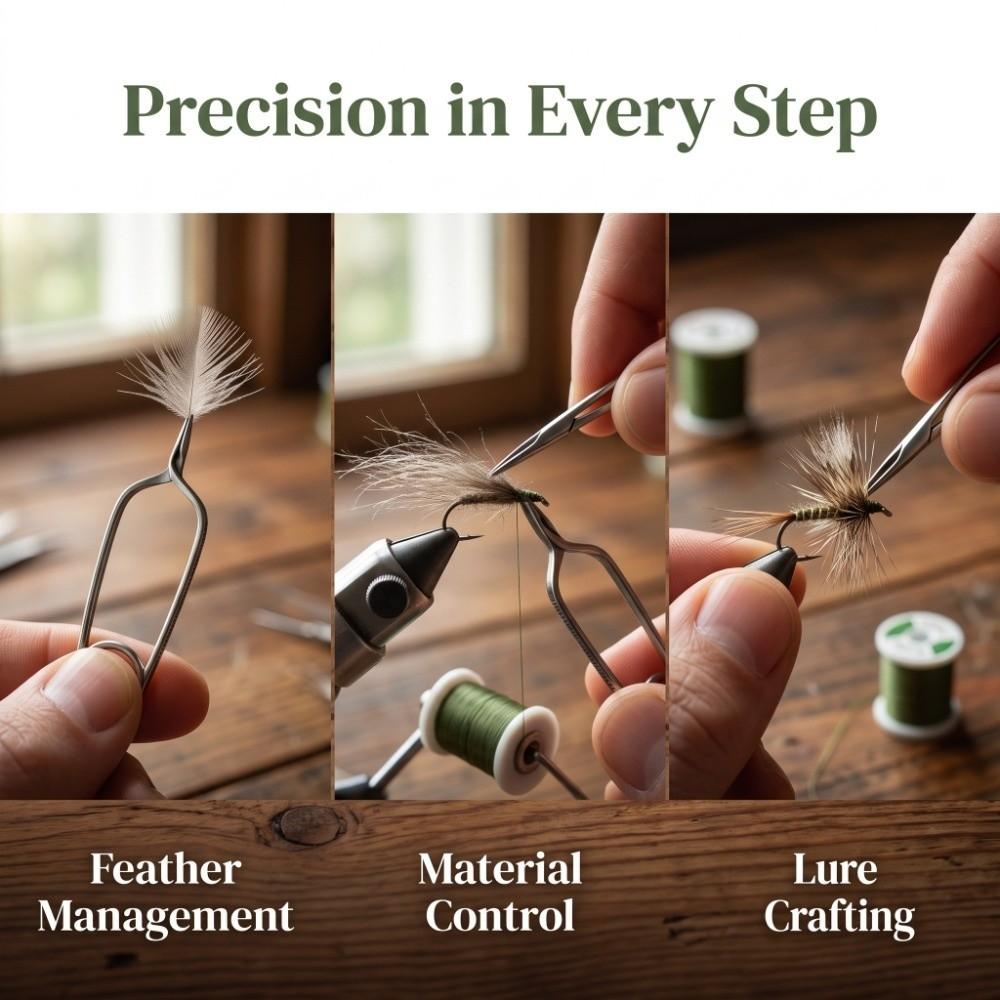 2PCS Threaded Clamps Fly Fishing Pliers 3 Sizes Hackle Pliers Fly Tying Pliers Fly Fishing Tool