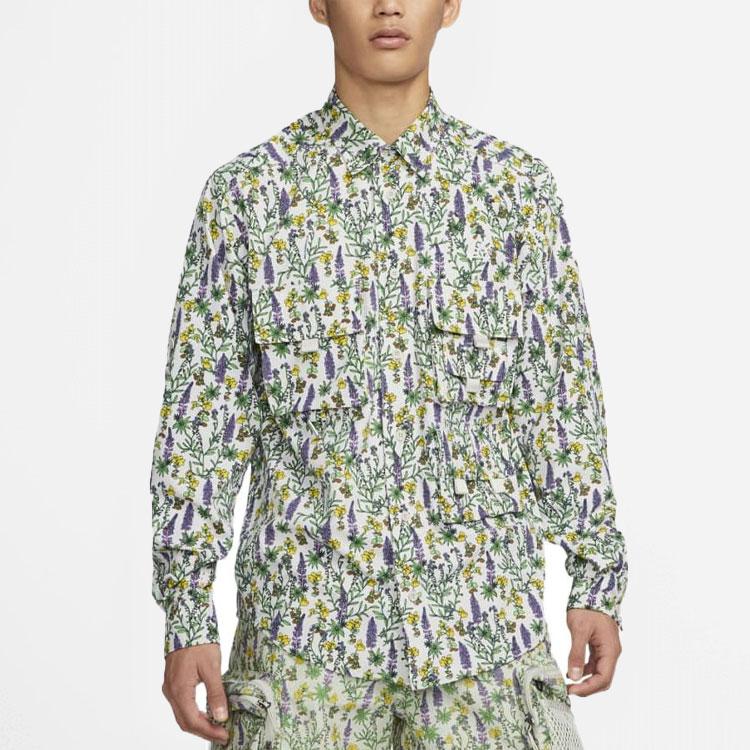 Nike Dri-Fit ACG UV рубашка с длинным рукавом и цветочным принтом, мужские топы, зеленые DN3942-072