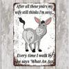 1pc Donkey Sarcastic Vintage Metal Sign Rustic Wall Decor, Humorous Plaque, Hanging Art, Distressed Finish, Ready To Hang
