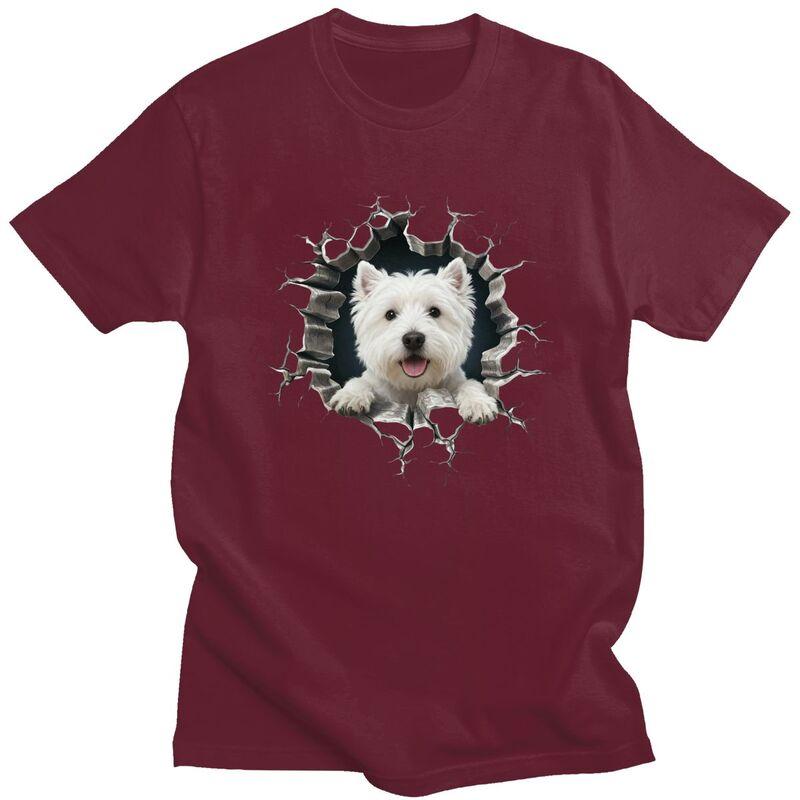 Breaking Through West Highland White Terrier T Shirt Men 100 Cotton Tshirt Leisure Westie Dog Lover Tees Streetwear Tshirts