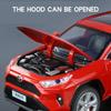 Масштаб 1/24 Toyota RAV4 Внедорожник Модель автомобиля Металлическая литая модель автомобиля Коллекция игрушек со звуком и светом для детей Мальчики Подарок