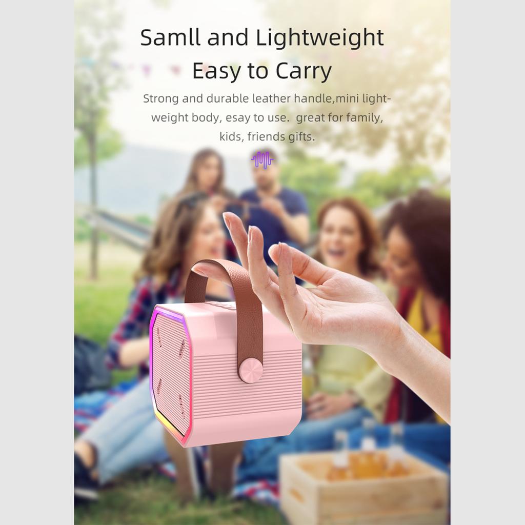 Мини-караоке-машина BT Караоке-динамик с беспроводными микрофонами Ослепительный цветовой световой эффект для