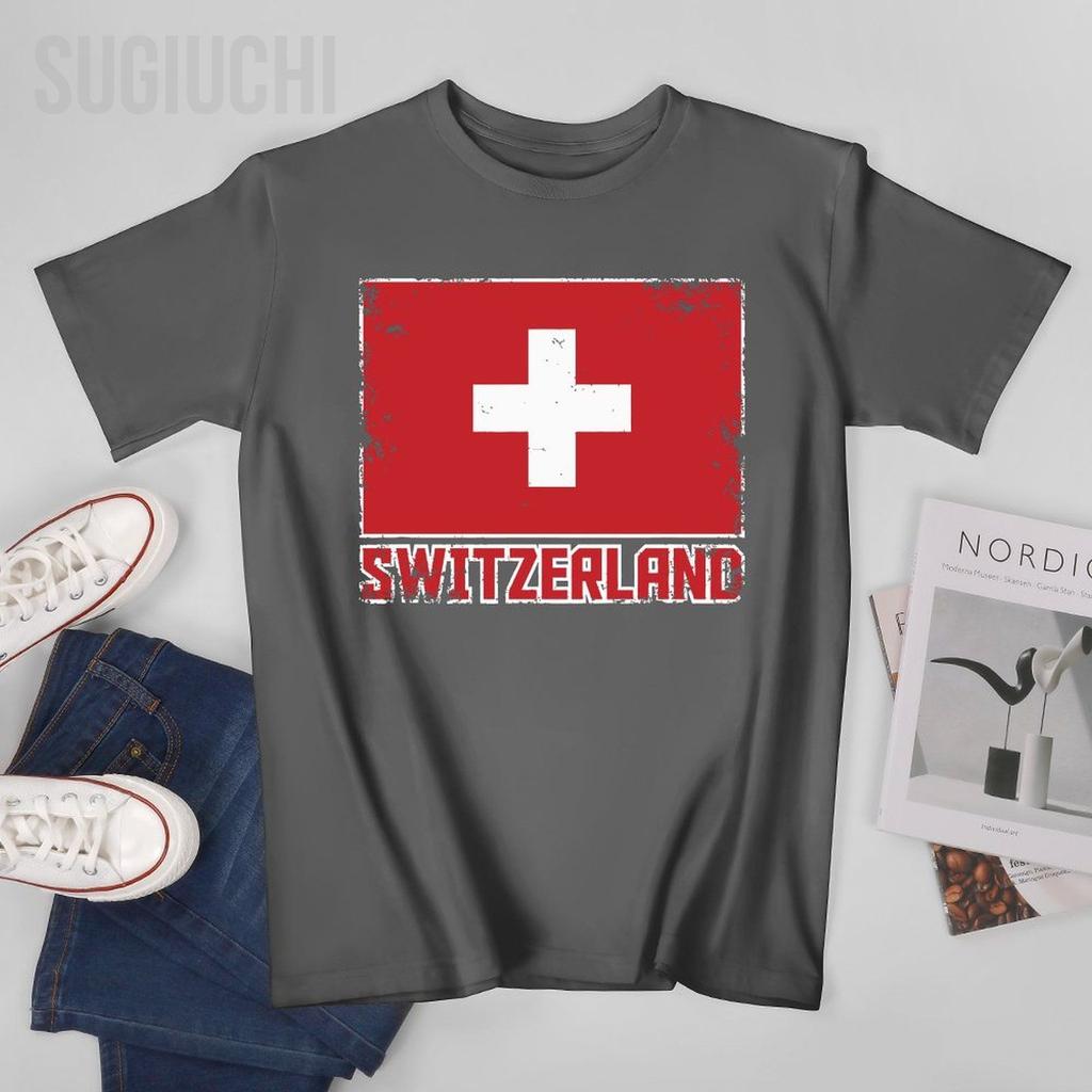 Unisex Vintage Switzerland Flag Suisse Swiss Tshirt Tees Oneck T Shirts WoUnisex Boys 100 Cotton TShirt