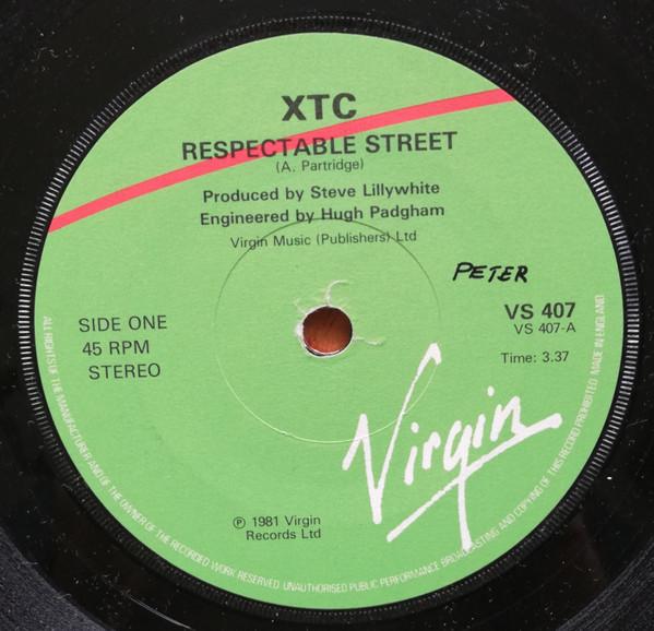 7-дюймовая пластинка XTC Respectable Street VS407 Virgin 1981 UK Rock Б/у