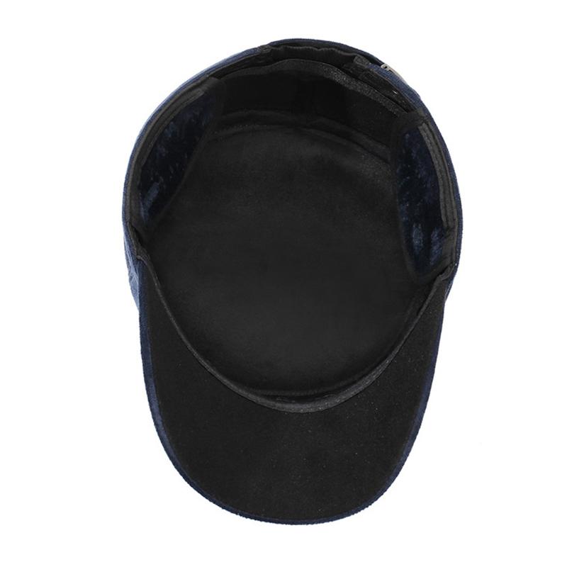 Autumn Winter Men's Hat Velvet Thick Ear Protection Wool Flat Hat Middle-Aged Elderly Hat Outdoor Warm Cotton Hat