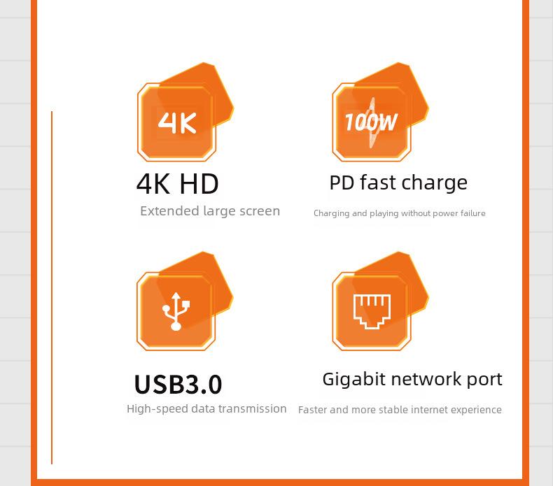 10-в-1 Прозрачный USB-хаб-док-станция Type-C