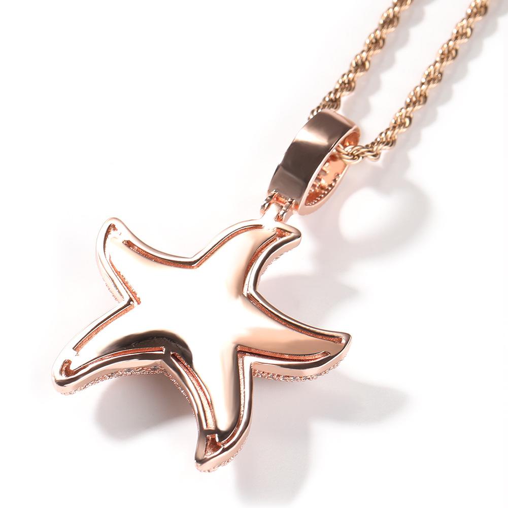 2023 Summer Hot Selling Iced Out Bling Women Jewelry Micro Pave CZ Star Fish Pendant Necklace