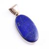 Natural Lapis Lazuli Gemstone 925 Sterling Silver Two Tone Pendant 1.8'' E6q72