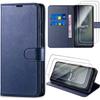 Coque Pour Google Pixel 11, Protection Anti-Rayures Synthécuir Bleu Marine - 2 Verres Trempés
