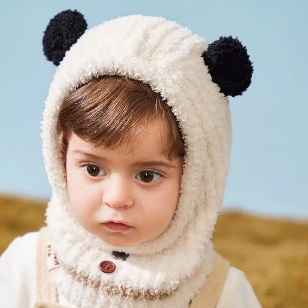 Plush Balaclava Pullover Hat Rabbit Kids Hooded Beanie Warm Ear Protection Scarf Cap Outdoor