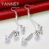 925 Sterling Silver Delicate Beaded Tassel Pendant Earrings for Women, Fashion Accessories, Jewelry, Wedding Gifts