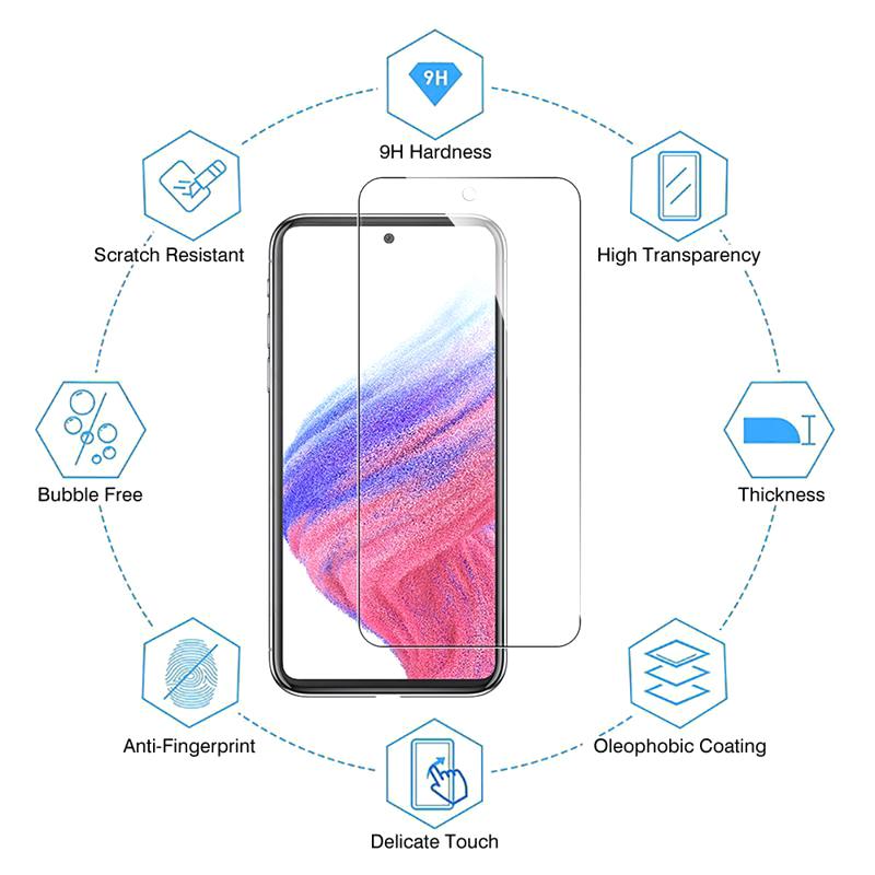 3Pcs Screen Tempered Glass Protective for Samsung Galaxy A05 A15 A04S A14 A34 A54 A53 5G Redmi 13C 12C 14C Note 14 13 12 Pro+ Clear Protector 3 Pcs