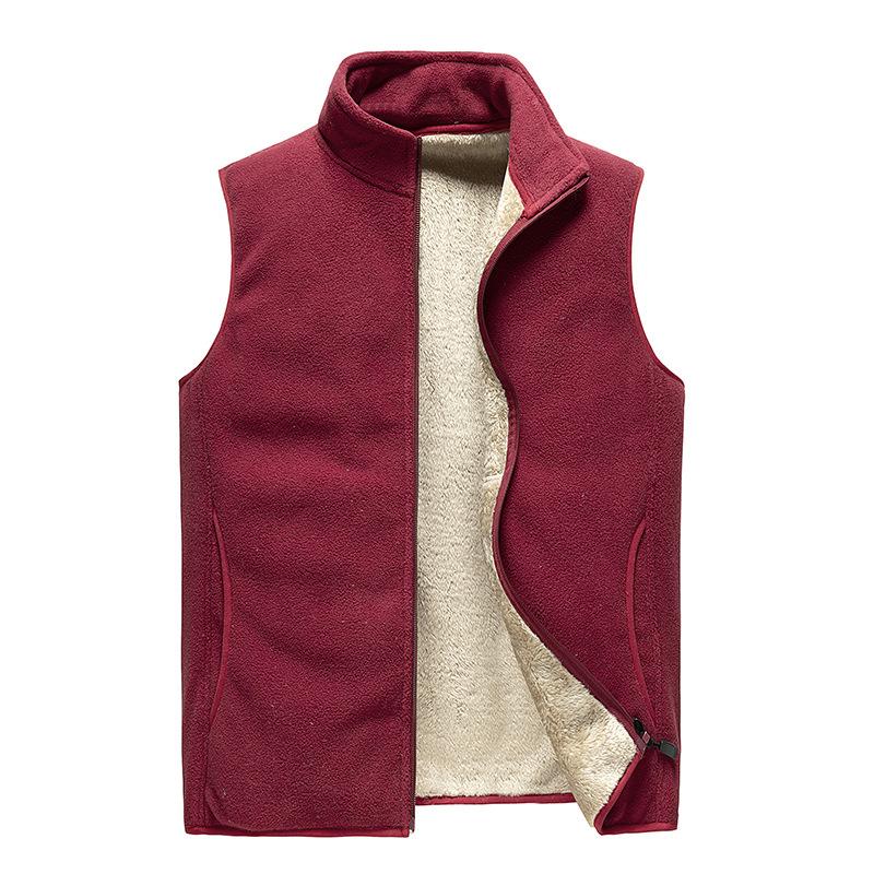 Autumn And Winter Plus Velvet Vest Men 'S Solid Color Waistcoat Jacket Men 'S Plus Size Lamb Velvet Vest