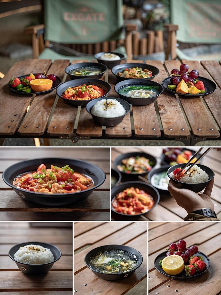 CAMPING MOON Camping Plates, Stainless Steel Tableware Set, 8-Piece Set, Black, Canvas Case Included, BKS395-2S