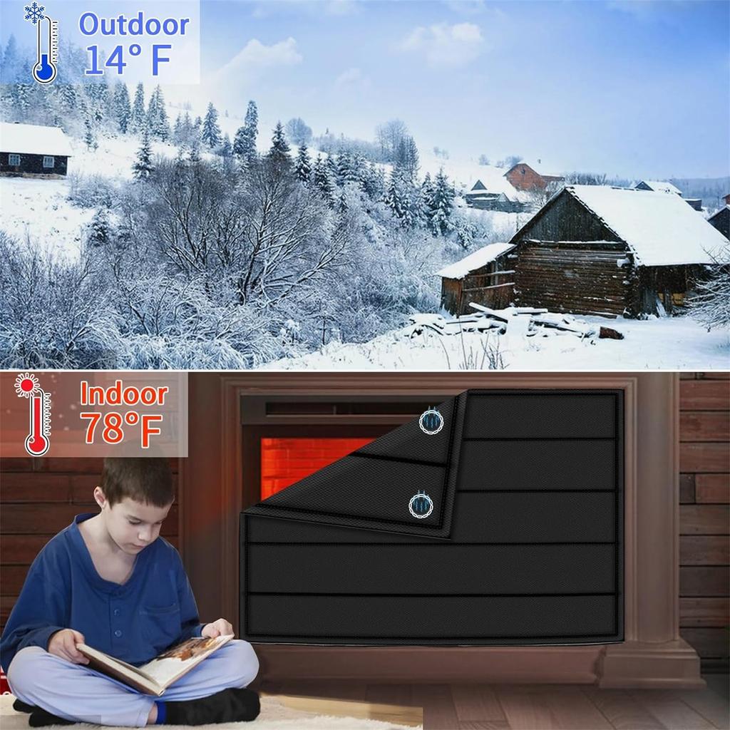 Magnetic Fireplace Blanket For Heat Loss Indoor Fireplace Covers Keep Drafts Out Stops Heat Loss Fireplace Stopper With Built-in 12 Strong For