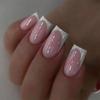 24 Pieces Classic French White Manicure Wearing Simple Naked Pink White Edge Wearing Nail Piece Hot Fake Nail