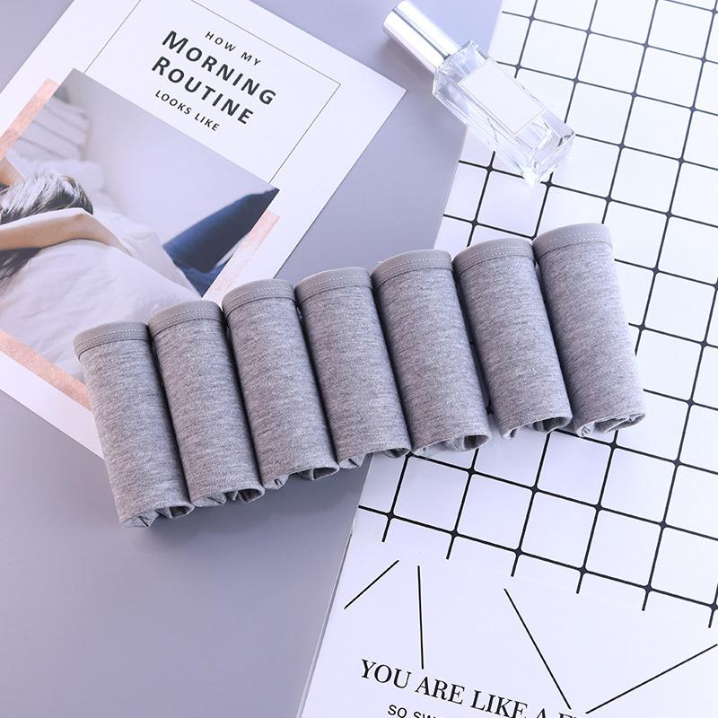 Женские хлопковые трусики, 7 шт./компл., однотонное нижнее белье, удобные трусики со средней посадкой для девочек, дышащие трусы, женское нижнее белье XXL