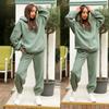 Women's Sets Autumn and Winter Fashion Solid Color Loose Hooded Sweatshirt Casual Trousers Two-piece Set