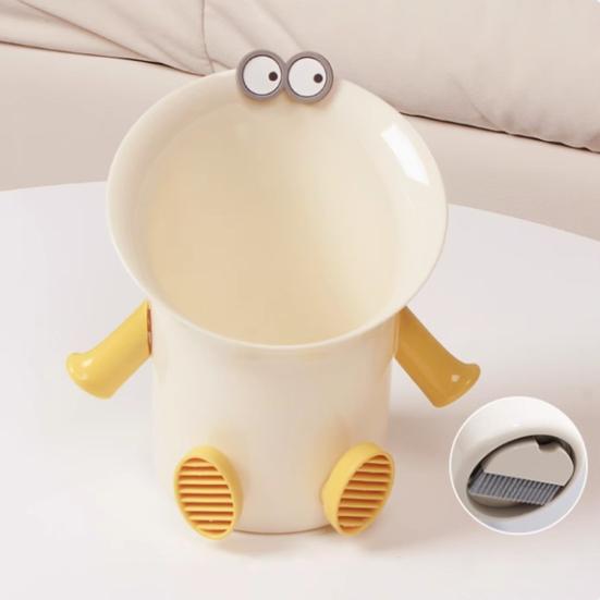 Настольное мусорное ведро Милое мусорное ведро с мини-щеткой для уборки Забавные колбасные губы Маленький мусорный бак для офисного стола туалетного столика