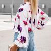 2023 Autumn Loose Flower Print Blouse Women Vintage Casual Long Lantern Shirts For Women Fashion Stand Neck Elegant Tops 28993
