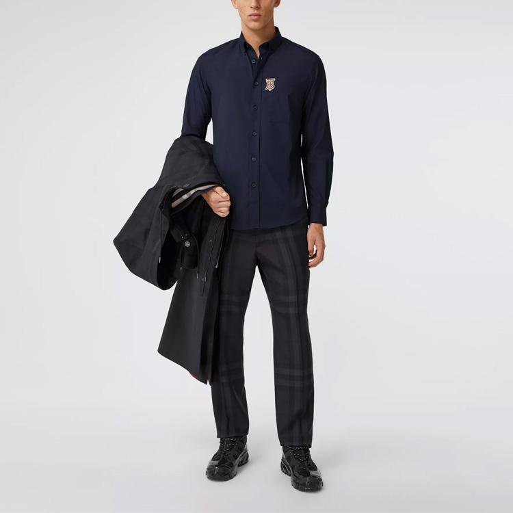 Burberry Shirts Men's Dark Blue Moderate Straight Fit 80367641