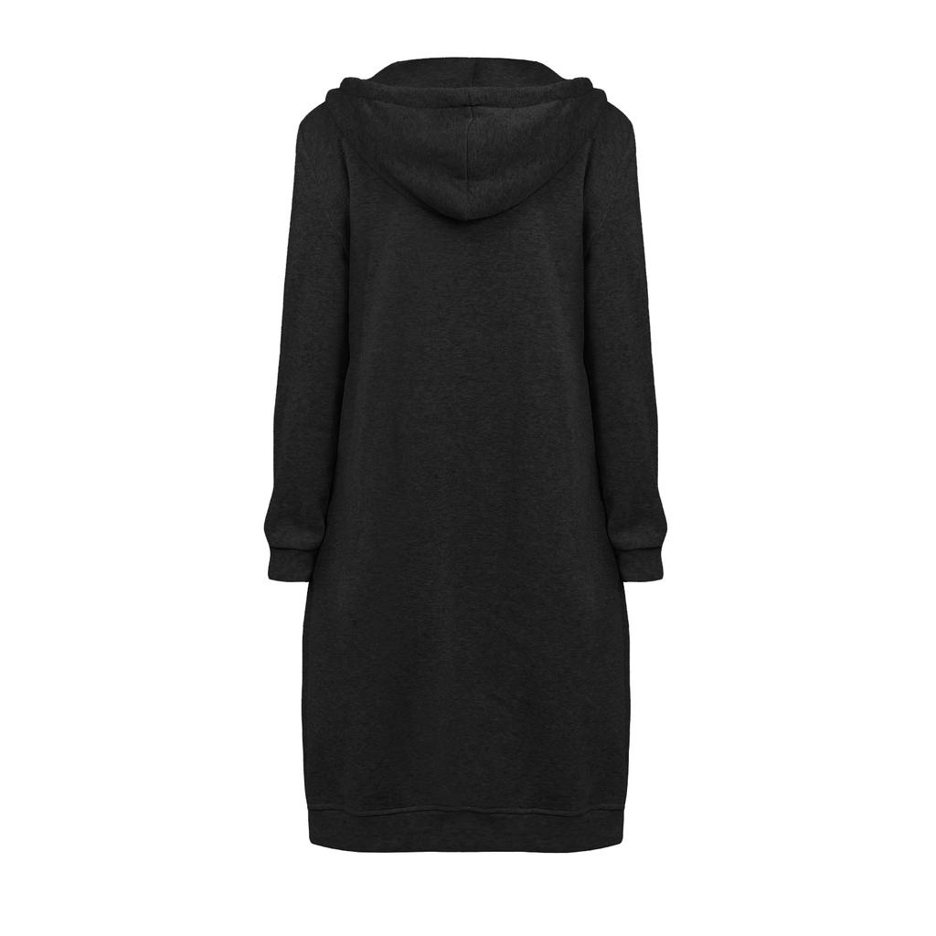 Loose Zip Long Cardigan Jacket Women's Hooded Sweatshirt Long Coat With Pocket