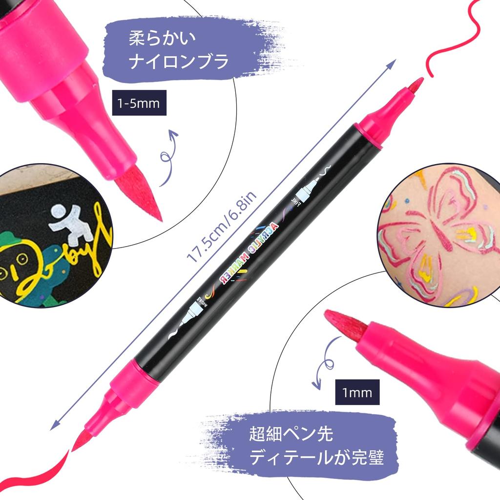 Acrylic Marker 30 Color Thick and Thin Can Be Written On Plastic for Painting Gift Set, Colors, Pen, Water-based Pen, Non-toxic, Waterproof,