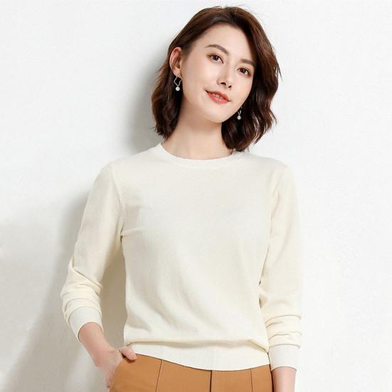 Женские зимние топы, однотонные, с круглым вырезом, с длинным рукавом, свитер, свободный