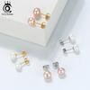 ORSA JEWELS Натуральные Жемчужные Серьги-Гвоздики Женские 8 ММ Белые Розовые Жемчужины Стерлинговое Серебро 925 Пробы Женские Вечерние Украшения RSE86