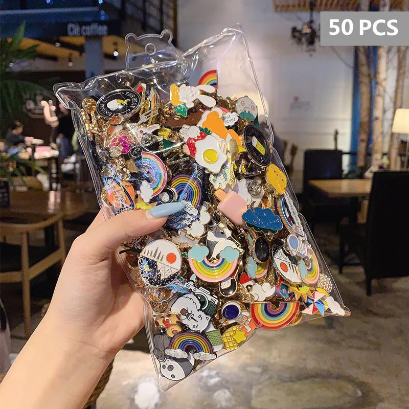 10-100Pcs Enamel Badges Pins Diversity Random Brooches Icons Plants Animal Fruit Pins On Backpack Clothes Hat Decor Accessories