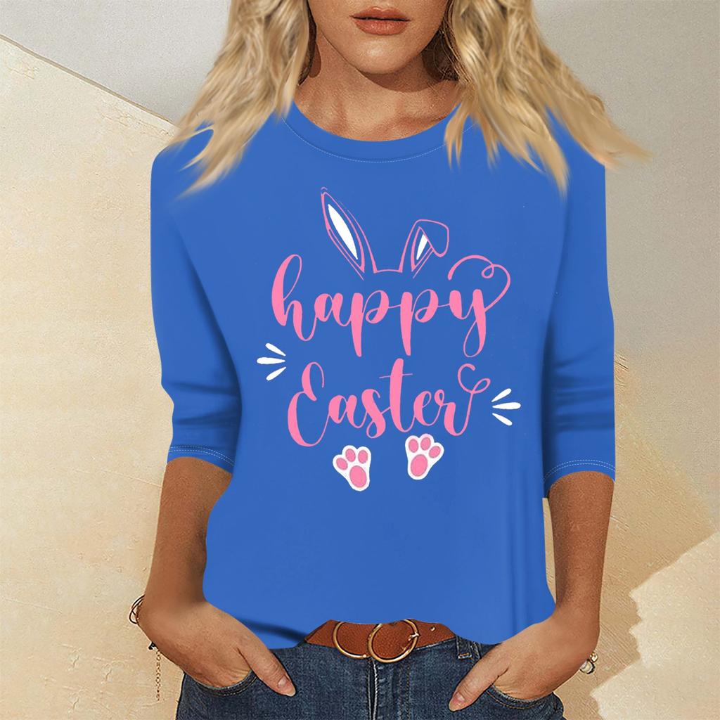 Women's Fashion Casual Seven Sleeve Valentine's Day Printed Pullover Top