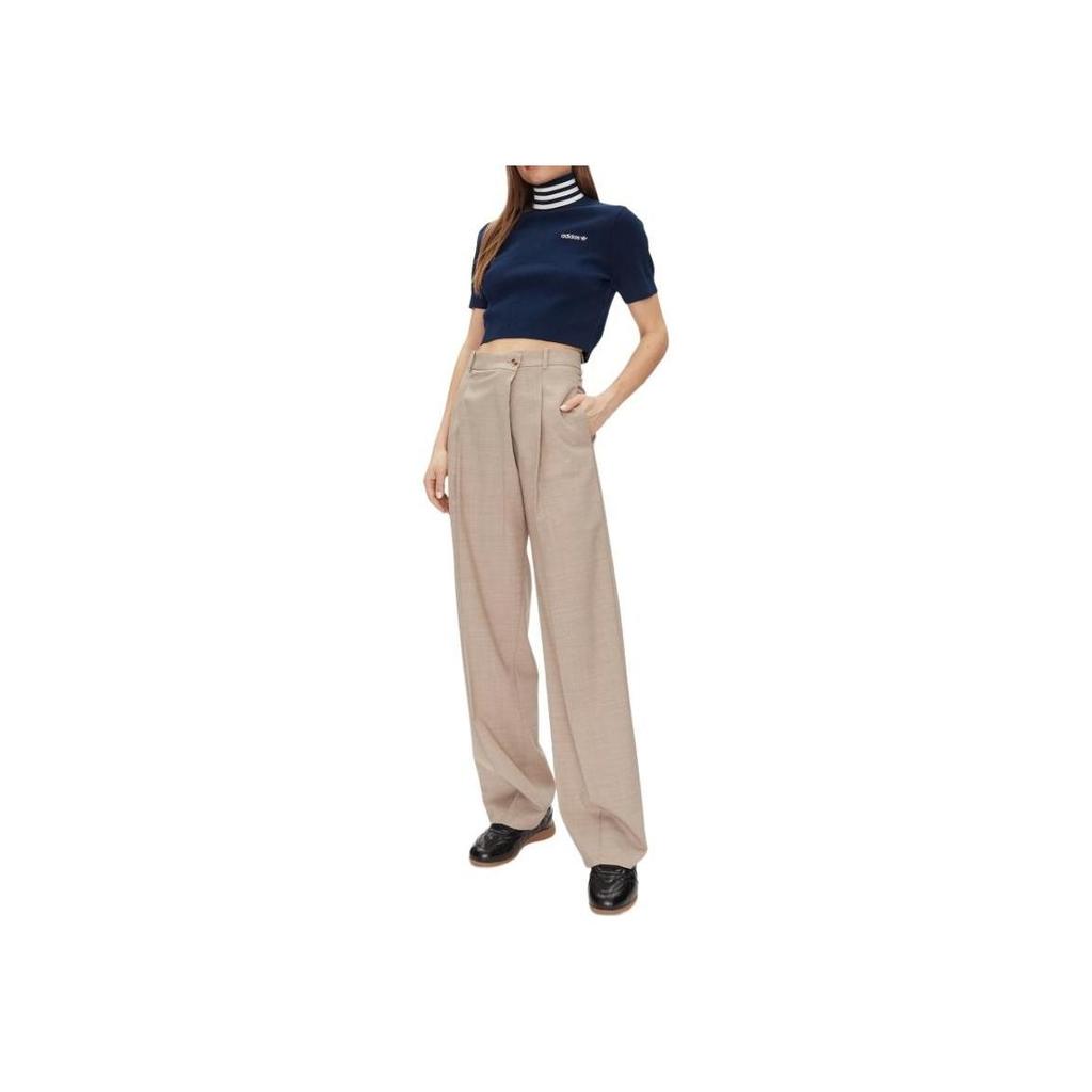 adidas Women's Night Indigo Off White Cropped Turtleneck Top JC7680