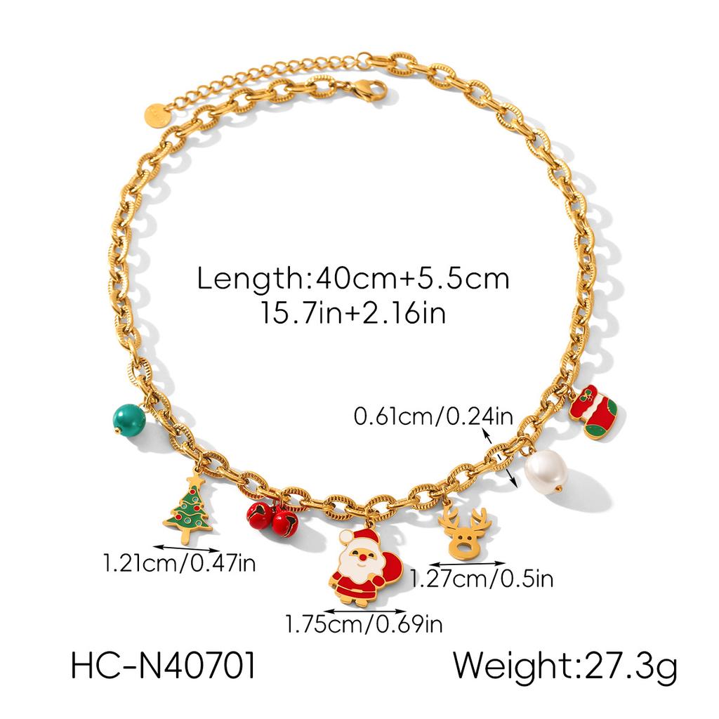 Christmas Series Jewelry Necklace Drip Oil Christmas Earrings Christmas Tree Bell Reindeer Pendant Titanium Steel Bracelet