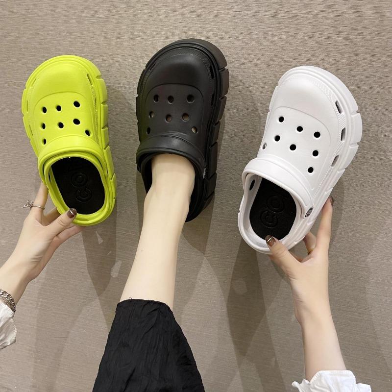 Сандалии с отверстиями Fair Hoho Shoes Массивные шлепанцы Летняя пляжная обувь Зеленые сандалии на платформе для улицы