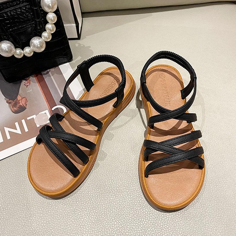 Модные женские сандалии, классические летние сандалии с ремешком на щиколотке, плоские туфли для женщин, мягкая подошва, сандалии женские, повседневная летняя обувь