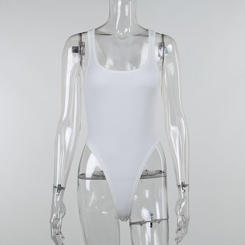 Summer New Casual Sexy Slim Fit Jumpsuits Women Fashion Sleeveless Solid Elegant Women's Bodysuits Simple High Waist Base Ladies Rompers 26432